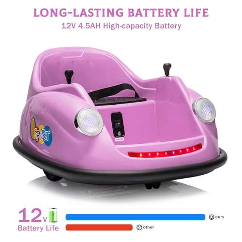 Garvee Ride - P Series: 12V Battery Car for Kids W/Parent Remote, Led Lights, 2-Speed, 360°Spin - Purple