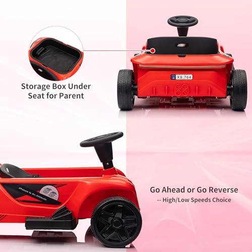 Garvee Ride - P Series: 2 Seaters 4-Wheelers Electric Ride On Toy for Kids, 24V 120W*2 Powerful Motors Max Load 200 Lbs, Two Driver Modes + Remote Control Modes for Toddlers Child with Music, USB, Storage Box, Red