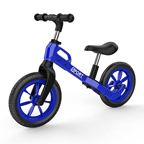 Garvee Upgraded Balance Bike for 2 3 4 5 Year Old Kids Boys Girls 12-Inch Wheels Training Bike No Pedal Adjustable Seat & Handlebar Height (New Blue)