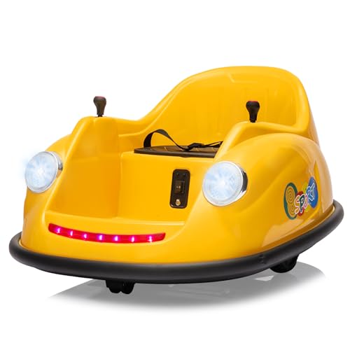 Garvee Ride - P Series: 12V Battery Car for Kids W/Parent Remote, Led Lights, 2-Speed, 360°Spin - Yellow