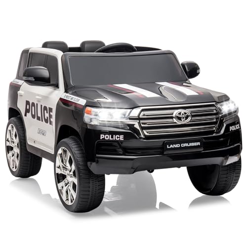 Garvee Ride - P Series: 12V Toyota Land Cruiser Kids' Car: Remote, LED, 3 Speeds, Dual 45W Motors, USB Music, Seat Belt, CPC & ASTM Approved - Black and White