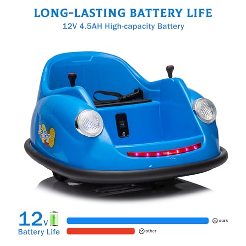 Garvee Ride - P Series: 12V Battery Car for Kids W/Parent Remote, Led Lights, 2-Speed, 360°Spin - Blue