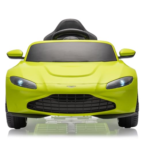 Garvee Ride - P Series: 12V Ride on Sports Car for Kids Licensed Aston Martin Battery Powered Car Toddles Ride on Toy with Remote Control, Horn, Soft Start, LED Lights, Music, USB, Electric Vehicle for Boys Girls (Green)