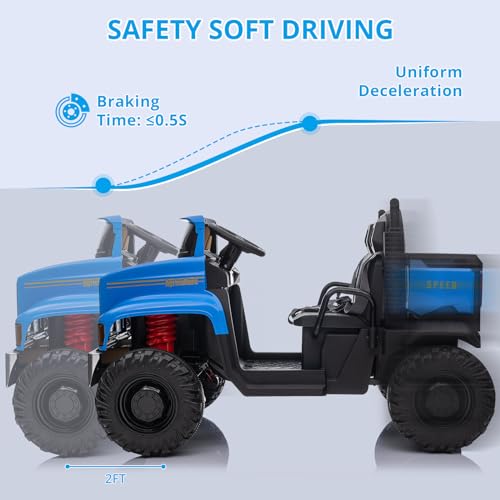 Garvee Ride - P Series: 24V Ride On Car with Remote Control Electric UTV Vehicles with Dump Bed, 4WD Power 4x200W Motors,4xSpring Suspension, 3 Speeds, 2 Seater