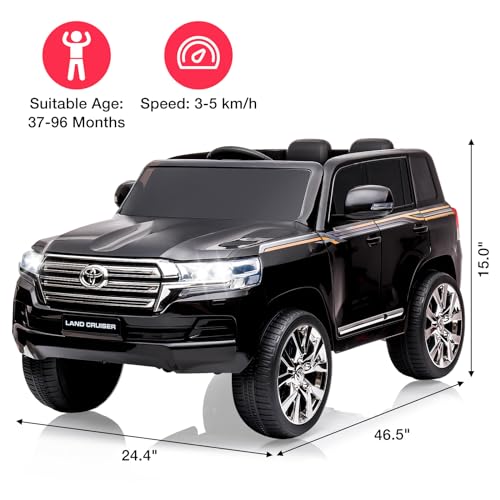 Garvee Ride - P Series: 12V Toyota Land Cruiser Kids' Car: Remote, LED, 3 Speeds, Dual 45W Motors, USB Music, Seat Belt, CPC & ASTM Approved - Black(2)