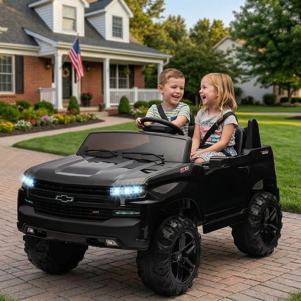 Garvee Ride - P Series: 24V 2-Seater Ride On Car For Kids For 3 - 8 years, Licensed Chevrolet Silverado - Black
