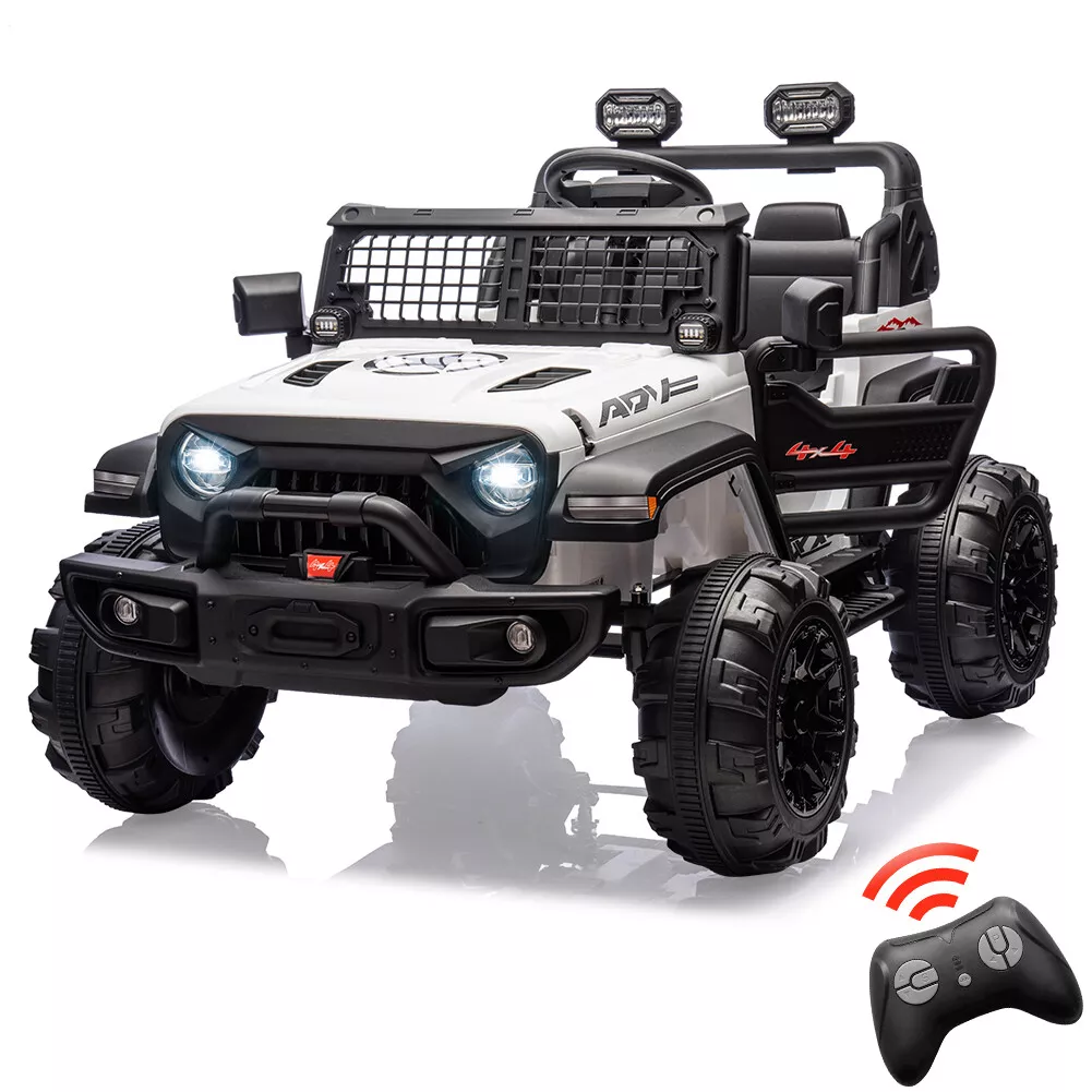 Garvee Ride - P Series: 2 Seaters Kids Ride On Truck With Remote Control,20“ Large Seat Ride On Car for Toddlers, 24V 9AH Electric Vehicle Car With Led Light,Large Storage Space, Bottle Holder,Music, Horn for 3-8 Years,White