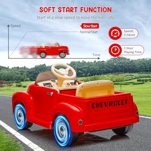 Garvee Ride - P Series: 3, 12V Ride On Car for Kids with Lcd Show, Led Lights, Battery Powered 4-Wheels Ride On Toy with Seat Belt, Slow Start, Electric Toy Car