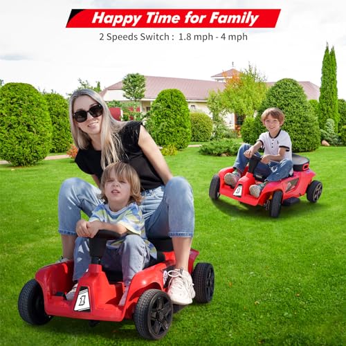 Garvee Ride - P Series: 2 Seaters 4-Wheelers Electric Ride On Toy for Kids, 24V 120W*2 Powerful Motors Max Load 200 Lbs, Two Driver Modes + Remote Control Modes for Toddlers Child with Music, USB, Storage Box, Red