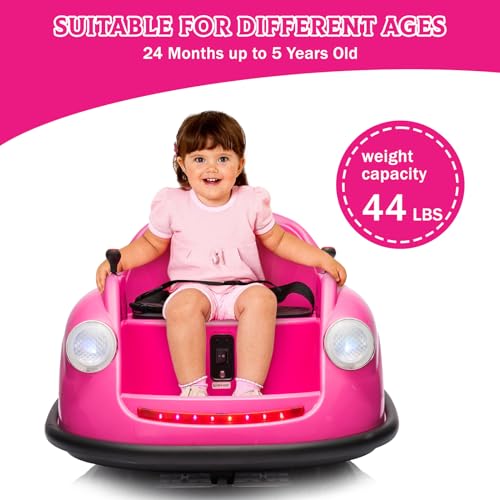 Garvee Ride - P Series: 12V Battery Car for Kids W/Parent Remote, Led Lights, 2-Speed, 360°Spin - Pink