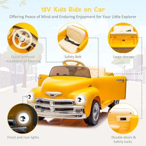 Garvee Ride - P Series: 12V Ride On Car for Kids Ages 3-5, Power Wheel Ride-on Toys W/parent Remote, Music Player, 4 Wheel Cushion, Kids Electric Cars with 2 Speed, Dual Doors, Front &ear Headlights