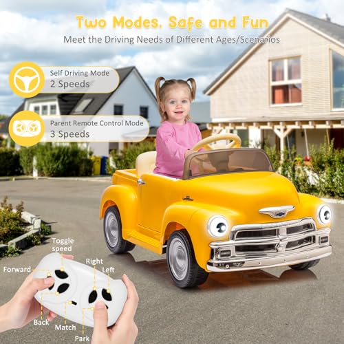 Garvee Ride - P Series: 12V Ride On Car for Kids Ages 3-5, Power Wheel Ride-on Toys W/parent Remote, Music Player, 4 Wheel Cushion, Kids Electric Cars with 2 Speed, Dual Doors, Front &ear Headlights