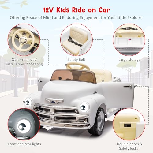 Garvee Ride - P Series: 12V Ride On Car for Kids Ages 3-5, Power Wheel Ride-on Toys W/parent Remote, Music Player, 4 Wheel Cushion, Kids Electric Cars with 2 Speed, Dual Doors, Front &ear Headlights