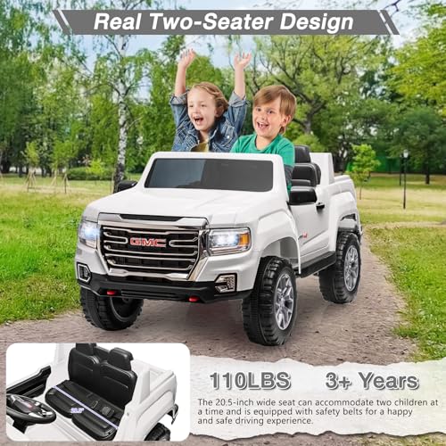 Garvee Ride - P Series: 24V 2-Seater Ride On Truck Car, Licensed GMC Battery Powered Electric Kids Car with Remote Control, LED Lights, MP3, 2 * 200W Motor, 20.5" Large Seat, Ride On Toys for Kids