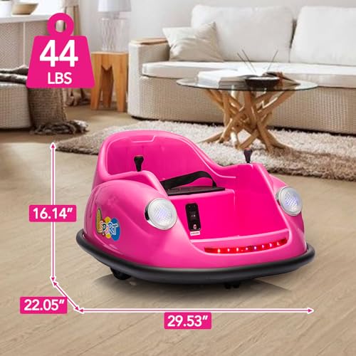Garvee Ride - P Series: 12V Battery Car for Kids W/Parent Remote, Led Lights, 2-Speed, 360°Spin - Pink