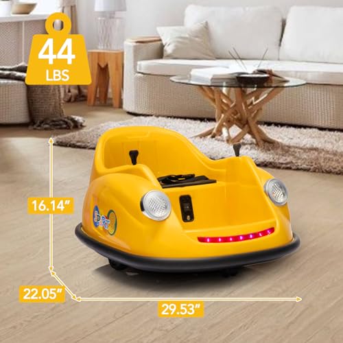 Garvee Ride - P Series: 12V Battery Car for Kids W/Parent Remote, Led Lights, 2-Speed, 360°Spin - Yellow