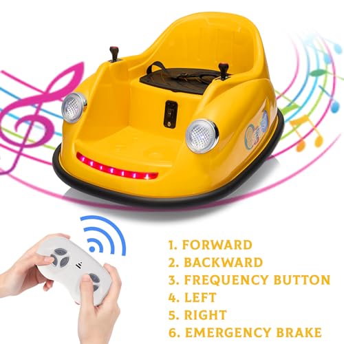 Garvee Ride - P Series: 12V Battery Car for Kids W/Parent Remote, Led Lights, 2-Speed, 360°Spin - Yellow