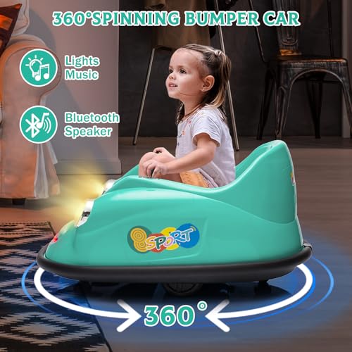 Garvee Ride - P Series: 12V Battery Car for Kids W/Parent Remote, Led Lights, 2-Speed, 360°Spin - Green
