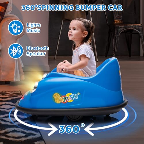 Garvee Ride - P Series: 12V Battery Car for Kids W/Parent Remote, Led Lights, 2-Speed, 360°Spin - Blue
