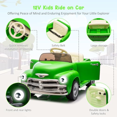 Garvee Ride - P Series: 3, 12V Ride On Car for Kids with Lcd Show, Led Lights, Battery Powered 4-Wheels Ride On Toy with Seat Belt, Slow Start, Electric Toy Car