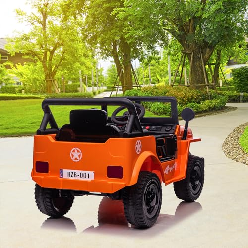 Garvee Ride - P Series: 12V Kids Ride On Truck Car, Electric Ride On Car with Remote Control, Spring Suspension, Various Speeds, LED Lights, Music, and Safety Belt, Electric Ride On Toys for Kids 3+ - Orange