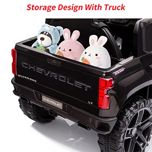 Garvee Ride - P Series: 12V Ride on Car,Battery Powered Licensed Chevrolet Silverado GMC Kids Ride On Truck,Toddler Electric Vehicles Toys w/Remote Control, MP3/Bluetooth, Spring Suspension, LED Light (12VBlack)