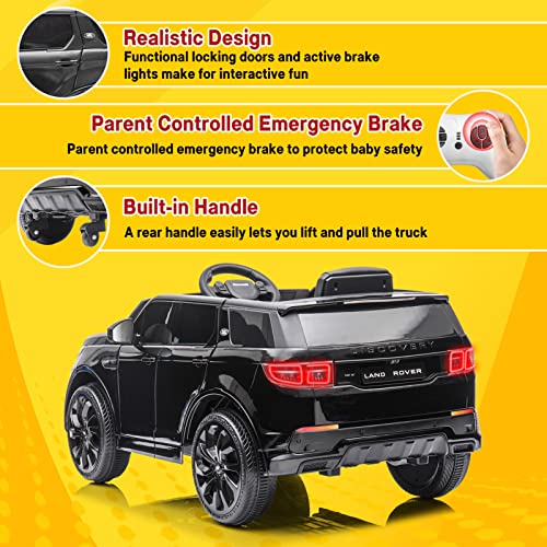 Garvee Ride - P Series: 12V Land Rover mini Kids Ride-On Car: Remote Control, LED Lights, Bluetooth, Music, Radio, Battery Powered, for Ages 3-8 - Black