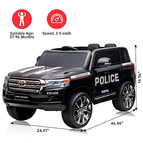 Garvee Ride - P Series: 12V Toyota Land Cruiser Kids' Car: Remote, LED, 3 Speeds, Dual 45W Motors, USB Music, Seat Belt, CPC & ASTM Approved - Black