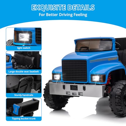 Garvee Ride - P Series: 24V Ride On Car with Remote Control Electric UTV Vehicles with Dump Bed, 4WD Power 4x200W Motors,4xSpring Suspension, 3 Speeds, 2 Seater