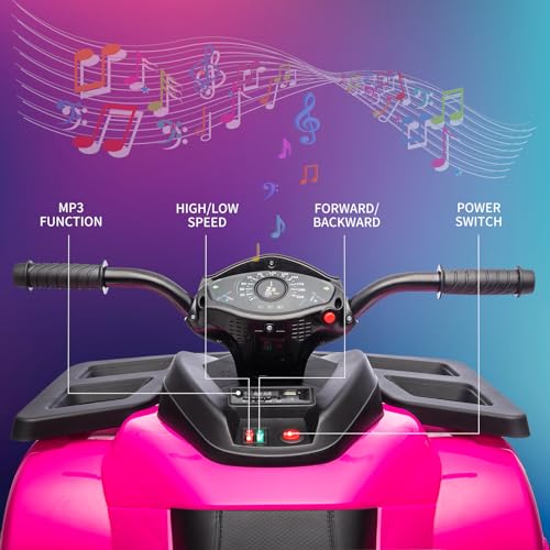 Garvee Ride - P Series: 4 Wheeler Electric Vehicle for Big Kids 2 Seater Battery Powered Ride On Toy Car with Spring Suspension, LED Lights, High & Low Speed, Music, USB, Soft Start for Toddlers, Pink