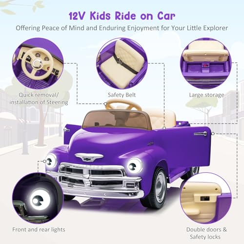 Garvee Ride - P Series: 12V Ride On Car for Kids Ages 3-5, Battery Powered Ride-on Toys W/Parent Remote, Music Player, 4 Wheel Cushion, Licensed Chevrolet Kids Electric Cars with 2 Speed, Dual Doors, Front & Rear Headlights