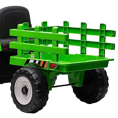 Garvee Ride - P Series: 12V Electric Tractor & Trailer for Kids, 3-6 Yrs - With RC - Green / 25W