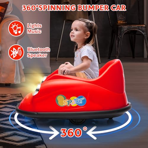 Garvee Ride - P Series: 12V Battery Car for Kids W/Parent Remote, Led Lights, 2-Speed, 360°Spin - Red
