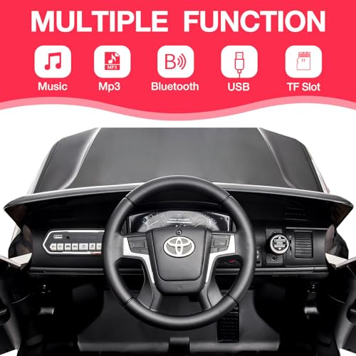 Garvee Ride - P Series: 12V Toyota Land Cruiser Kids' Car: Remote, LED, 3 Speeds, Dual 45W Motors, USB Music, Seat Belt, CPC & ASTM Approved - Black(2)