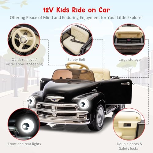 Garvee Ride - P Series: 12V Ride On Car for Kids Ages 3-5, Power Wheel Ride-on Toys W/parent Remote, Music Player, 4 Wheel Cushion, Kids Electric Cars with 2 Speed, Dual Doors, Front &ear Headlights
