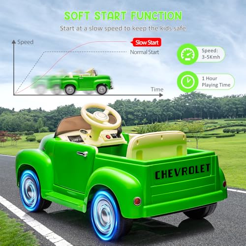 Garvee Ride - P Series: 3, 12V Ride On Car for Kids with Lcd Show, Led Lights, Battery Powered 4-Wheels Ride On Toy with Seat Belt, Slow Start, Electric Toy Car