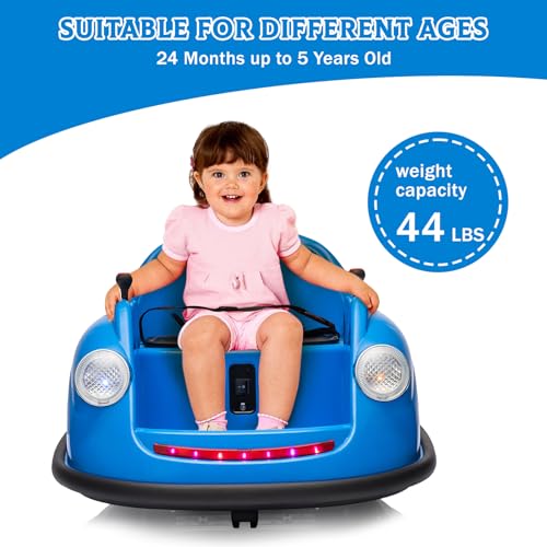 Garvee Ride - P Series: 12V Battery Car for Kids W/Parent Remote, Led Lights, 2-Speed, 360°Spin - Blue