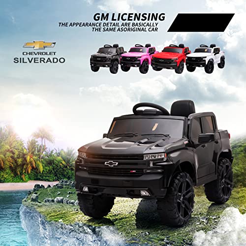 Garvee Ride - P Series: 12V Ride on Car,Battery Powered Licensed Chevrolet Silverado GMC Kids Ride On Truck,Toddler Electric Vehicles Toys w/Remote Control, MP3/Bluetooth, Spring Suspension, LED Light (12VBlack)
