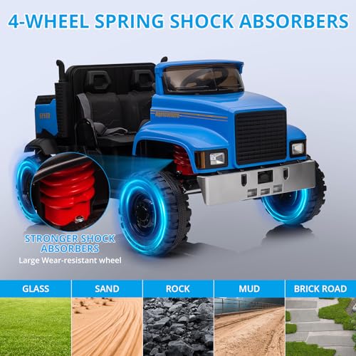 Garvee Ride - P Series: 24V Ride On Car with Remote Control Electric UTV Vehicles with Dump Bed, 4WD Power 4x200W Motors,4xSpring Suspension, 3 Speeds, 2 Seater