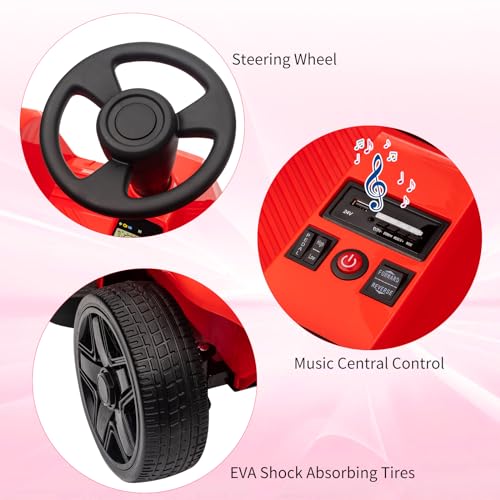 Garvee Ride - P Series: 2 Seaters 4-Wheelers Electric Ride On Toy for Kids, 24V 120W*2 Powerful Motors Max Load 200 Lbs, Two Driver Modes + Remote Control Modes for Toddlers Child with Music, USB, Storage Box, Red