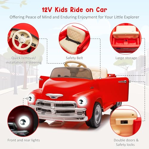 Garvee Ride - P Series: 3, 12V Ride On Car for Kids with Lcd Show, Led Lights, Battery Powered 4-Wheels Ride On Toy with Seat Belt, Slow Start, Electric Toy Car