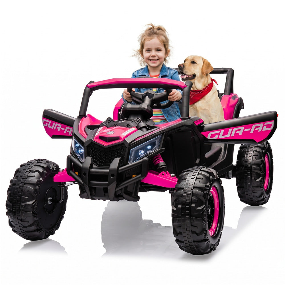 Garvee Ride - P Series: 24V Ride-On UTV: Remote Control, 200W Motor, Spring Suspension, Music, LED Lights, for Boys & Girls - Rose