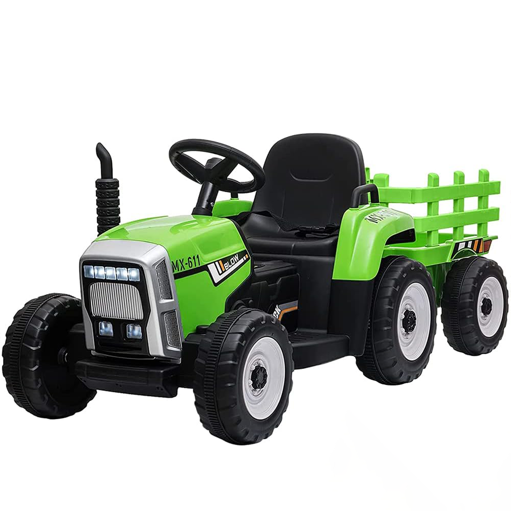 Garvee Ride - P Series: 12V Electric Tractor & Trailer for Kids, 3-6 Yrs - With RC - Green / 35W
