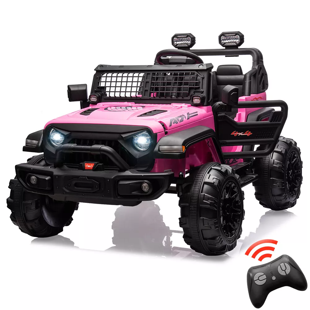 Garvee Ride - P Series: 2 Seaters Kids Ride On Truck with Remote Control,20“ Large Seat Ride On Car for Toddlers, 24V 9AH Electric Vehicle Car with Led Light,Large Storage Space, Bottle Holder,Music, Horn for 3-8 Years,Pink
