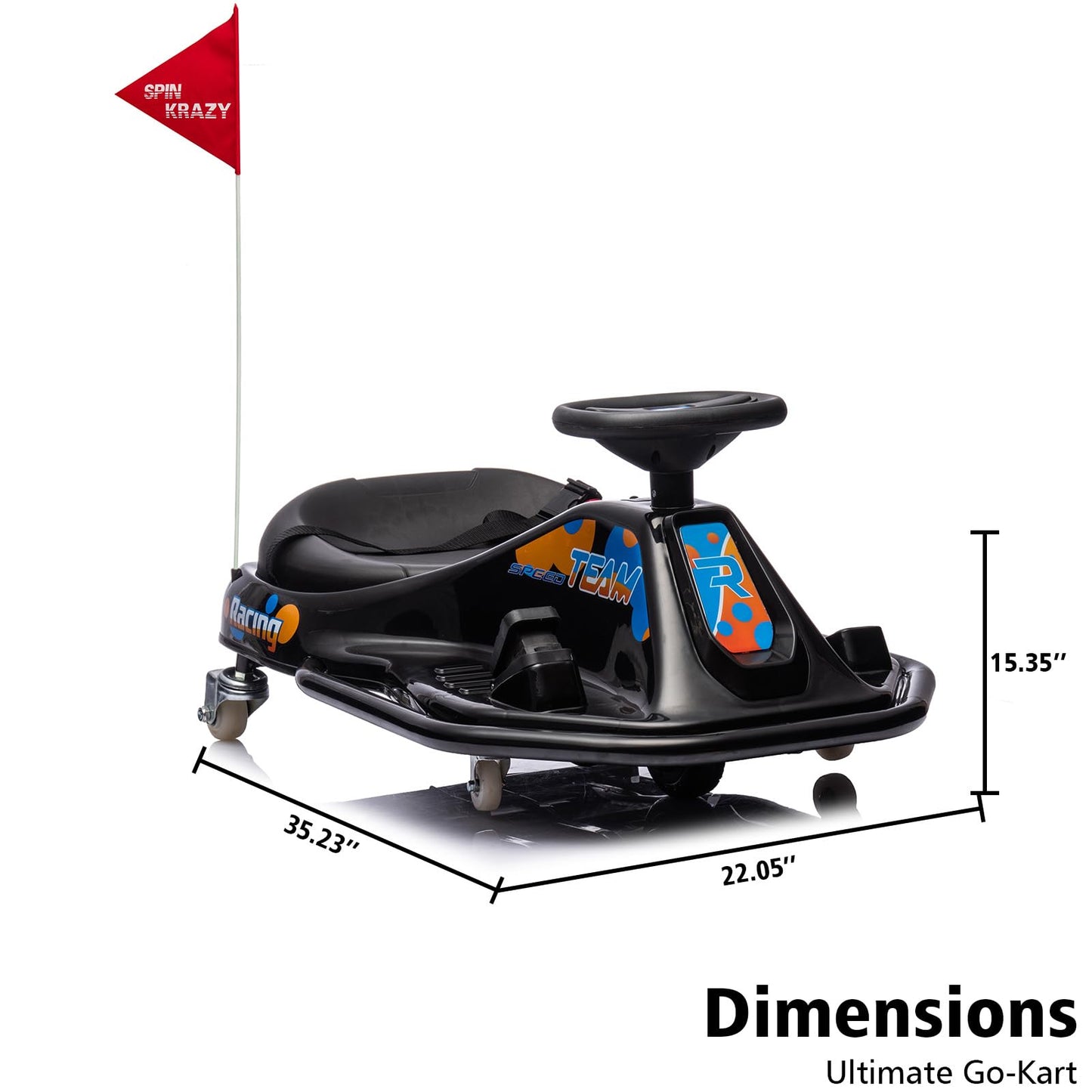 Garvee Ride - P Series: 360 Degrees Rotating Ride On Drift Car,Electric Drifting Go Kart,24V Ride On Race Car,Variable Speed for Kids,Simplified Drift System,Flashing Lights, Flag, Music - Black
