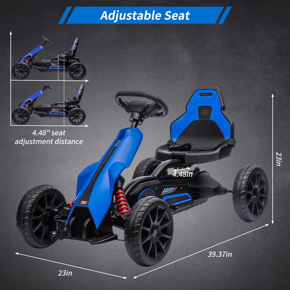 Garvee Ride - P Series: 12V Electric Go Kart for Kids,7Ah Battery Powered Car for Toddlers, Adjustable Seat, High/Low Variable Speeds,EVA Wheels, for 3-6 Years - Blue