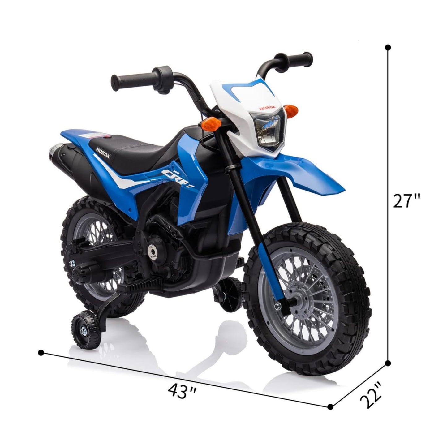 Garvee Ride - P Series: Kids Electric Ride on Motorcycle, Licensed Honda Battery Powered Motorbike Toy, with Training Wheels, Rechargeable Battery, Headlight, Engine Sounds, for Children Girls Boys - Blue
