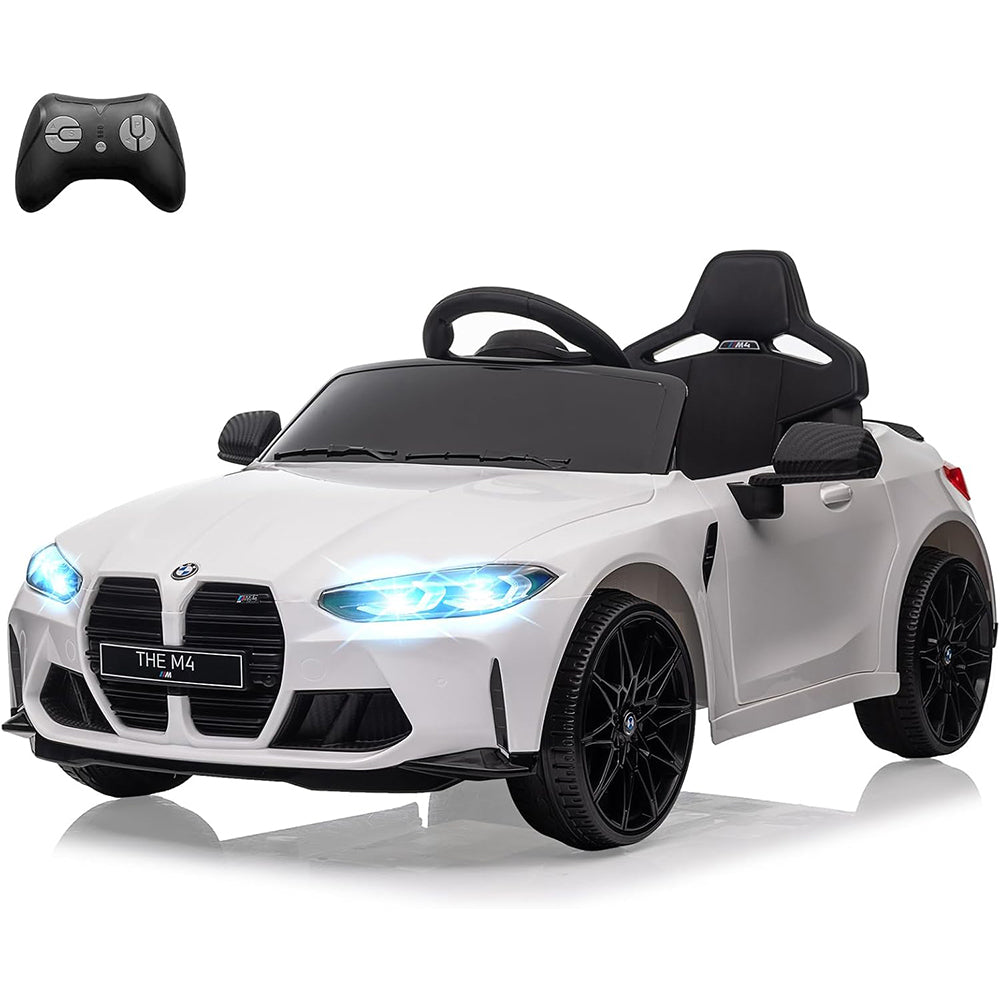 Garvee Ride - P Series: 12V Electric Ride On Car for 37-83 Months, w/RC,Licensed by BMW M4,Power Wheels for Boys Girls, with Suspension System,3 Speeds, Bluetooth, MP3, Double Door, LED Light - White