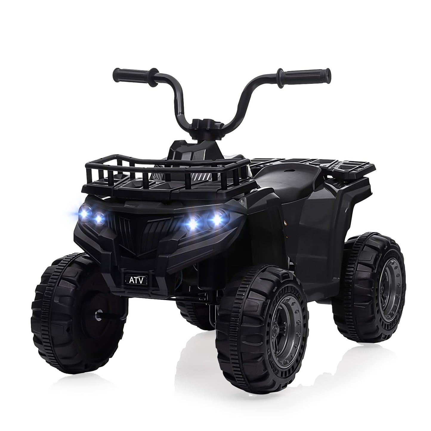 Garvee Ride - P Series: 12V Kids Ride On Electric Quad ATV, Ride Car Toy with Bluetooth Audio, High/Low Speed, LED Headlights, Battery Indicator & Radio Orange - Black