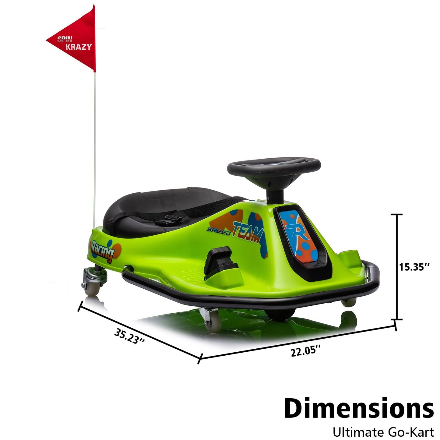 Garvee Ride - P Series: 360 Degrees Rotating Ride On Drift Car,Electric Drifting Go Kart,24V Ride On Race Car,Variable Speed for Kids,Simplified Drift System,Flashing Lights, Flag, Music - Green
